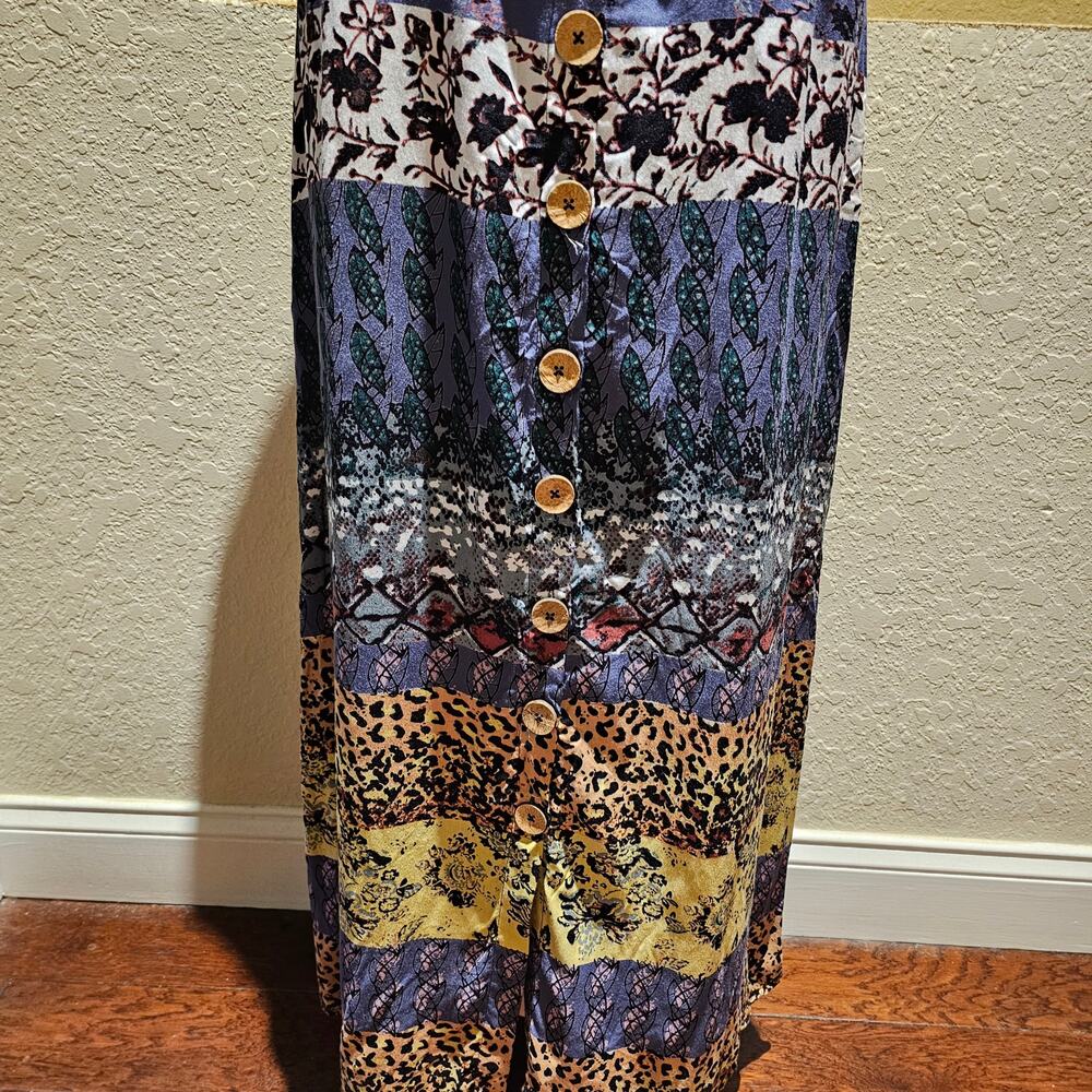 Angie M NWT Boho Patchwork Maxi Dress Tie Bach Festival Wonderlust Western Folk - Picture 9 of 13